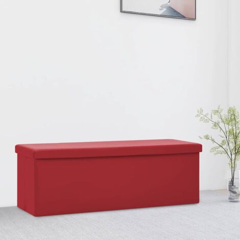 Banco con almacenaje plegable rojo vino tinto PVC vidaXL