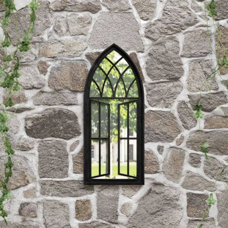 Espejo de jardín hierro negro para exterior 70x30 cm vidaXL