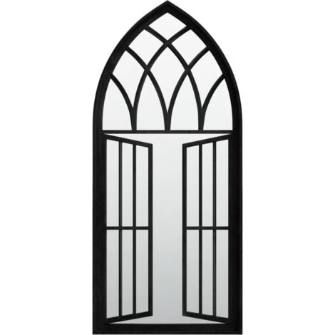 Espejo de jardín hierro negro para exterior 100x45 cm vidaXL