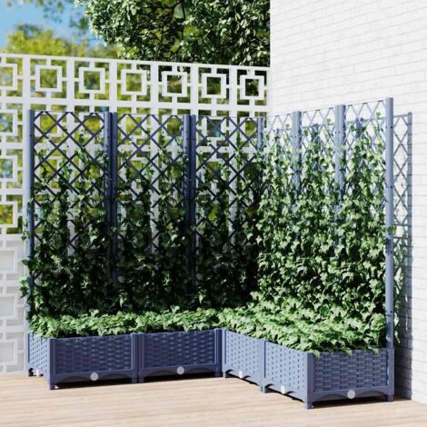 Jardinera con enrejado PP azul gris 120x120x121,5 cm vidaXL