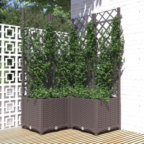 Jardinera con enrejado PP marrón 80x80x136 cm vidaXL