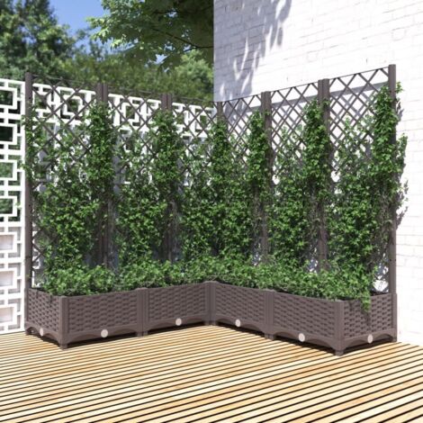 Jardinera con enrejado PP marrón 120x120x121,5 cm vidaXL