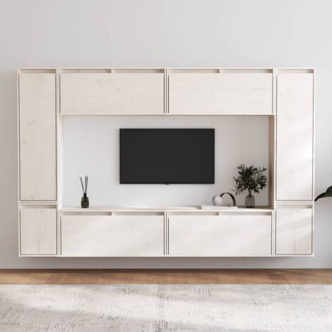 Muebles para TV 8 piezas madera maciza de pino blanco vidaXL (1/5)