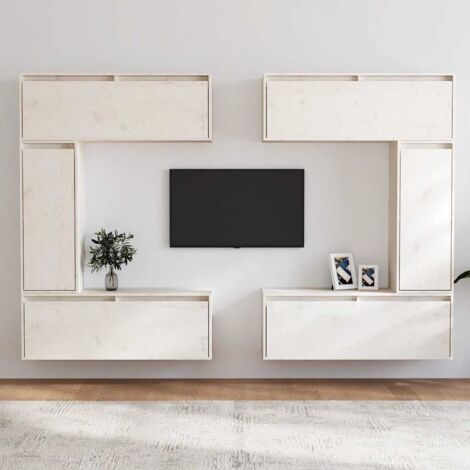 Muebles para TV 6 piezas madera maciza de pino blanco vidaXL (1/5)