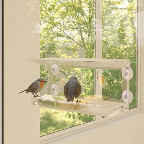 Comedero de pájaros para ventanas 2 uds acrílico 30x12x15 cm vidaXL
