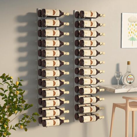 Botellero de pared para 24 botellas 2 unidades hierro blanco vidaXL