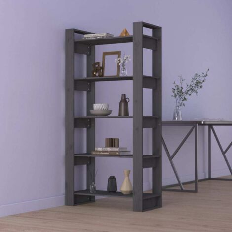 Estantería/divisor de espacios madera maciza gris 80x35x160 cm vidaXL