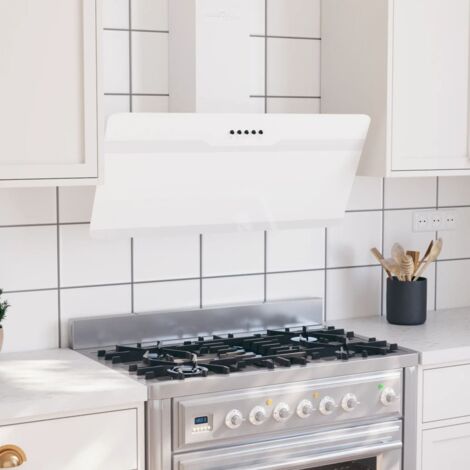 Campana extractora pared acero y vidrio templado blanco 90 cm vidaXL