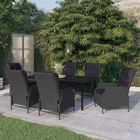 Juego de comedor de jardín 7 piezas gris oscuro vidaXL