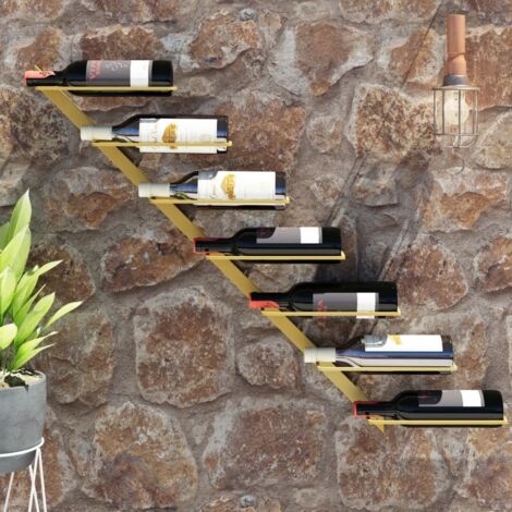 Botellero de pared para 7 botellas de metal dorado vidaXL