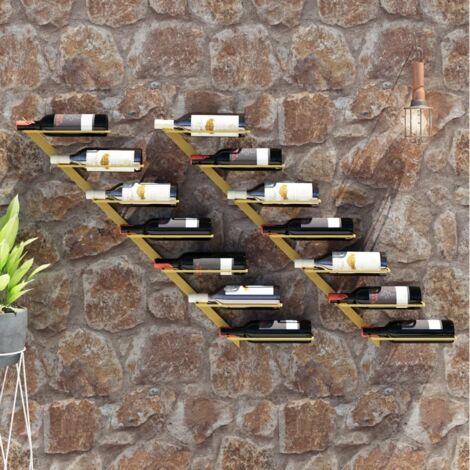 Botellero de pared para 7 botellas 2 unidades metal dorado vidaXL