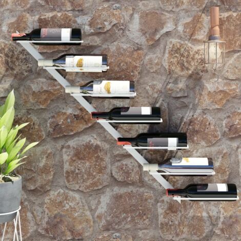 Botellero de pared para 7 botellas de metal blanco vidaXL