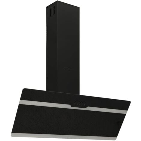 Campana extractora pared acero y vidrio templado negro 90 cm vidaXL
