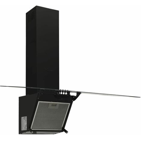 Campana extractora pared acero y vidrio templado negro 90 cm vidaXL