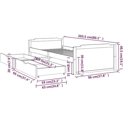 Estructura de cama sin colchón madera de pino blanca 90x200 cm vidaXL
