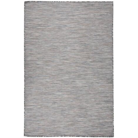 Alfombra de exterior de tejido plano marrón y azul 120x170 cm vidaXL
