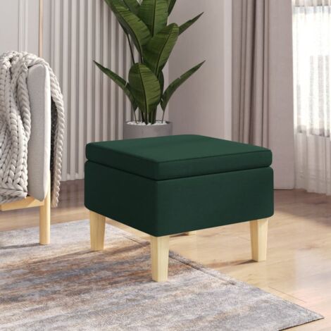 Taburete con patas de madera tapizado tejido verde oscuro vidaXL (1/5)