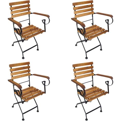 Sillas de jardín plegables 4 PCS Acero y Madeira Acacia Solid