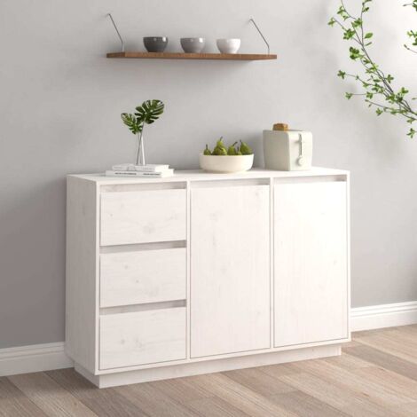 Aparador de madera maciza de pino blanco 111x34x75 cm vidaXL