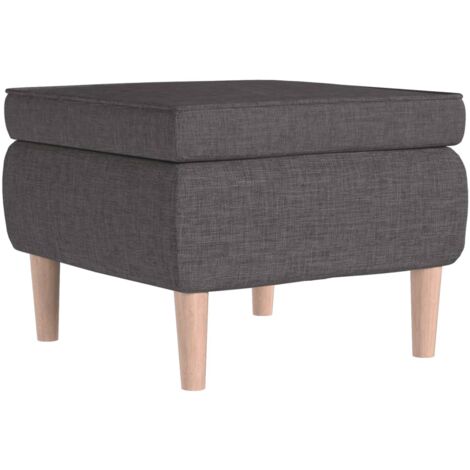Taburete con patas de madera tapizado tejido gris oscuro vidaXL