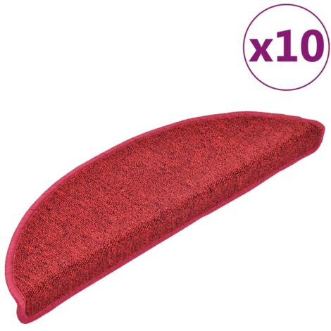 Felpudos para escaleras 10 unidades 56x17x3 cm Rojos Semicirculares vidaXL