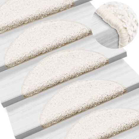 Alfombrillas para escaleras 10 unidades 56x17x3 cm Blanco Semicircular vidaXL