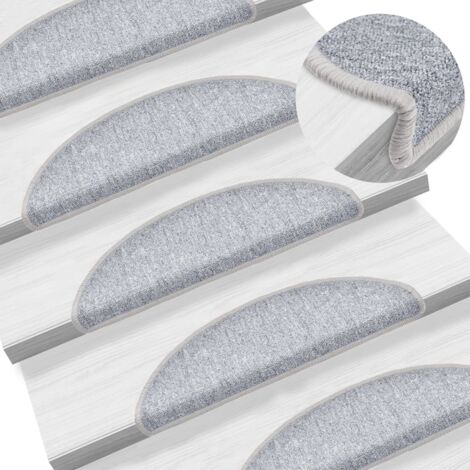 Felpudos para escaleras (10 unidades, 56 x 17 x 3 cm, gris claro, semicirculares) vidaXL