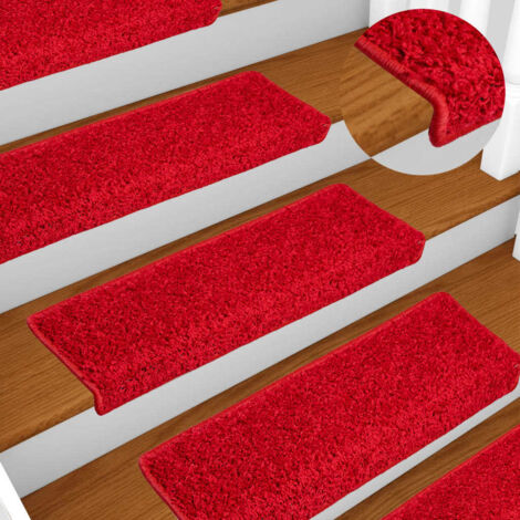 Alfombrillas para escaleras 10 unidades 65x21x4 cm Borde rectangular rojo vidaXL (1/5)