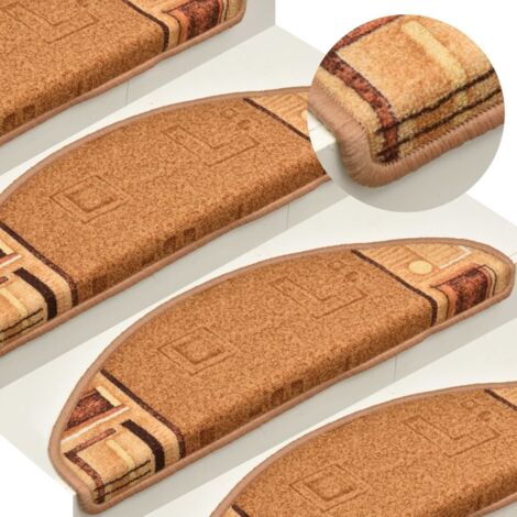 Alfombrillas escalera autoadhesivas 10 uds beige 65x21x4 cm vidaXL