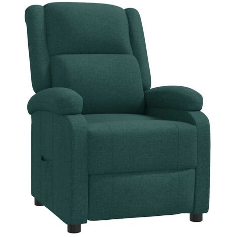 Sillón reclinable de tela verde oscuro vidaXL