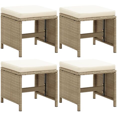 4 PCS Bancos de jardín con almohadas con Vime Pe beige
