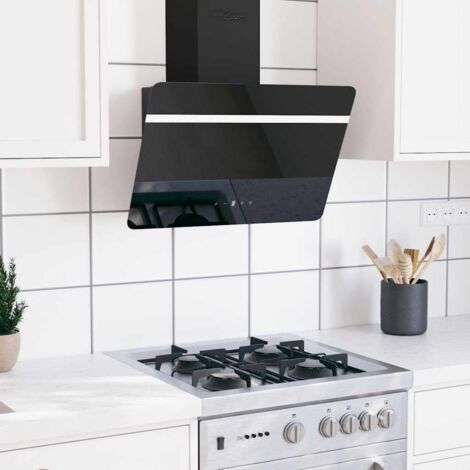 Campana extractora pared acero y vidrio templado negro 60 cm vidaXL