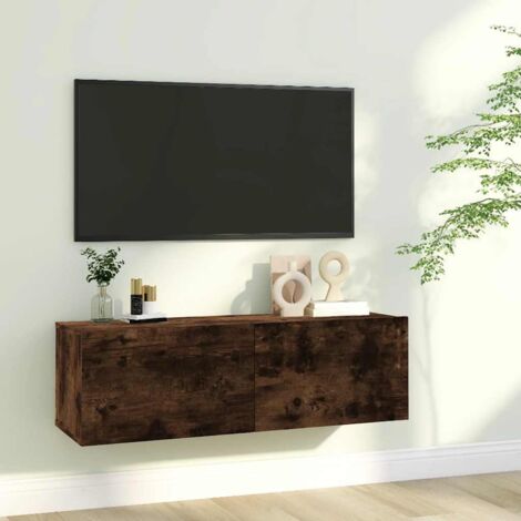 Mueble de TV madera contrachapada roble ahumado 100x30x30 cm vidaXL