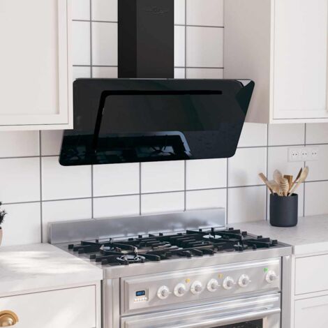 Campana extractora acero inoxidable vidrio templado negro 90 cm vidaXL