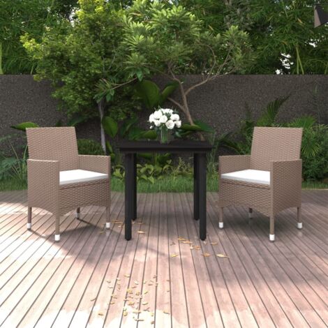 Set comedor de jardín 3 pzas y cojines ratán sintético y vidrio vidaXL (1/5)