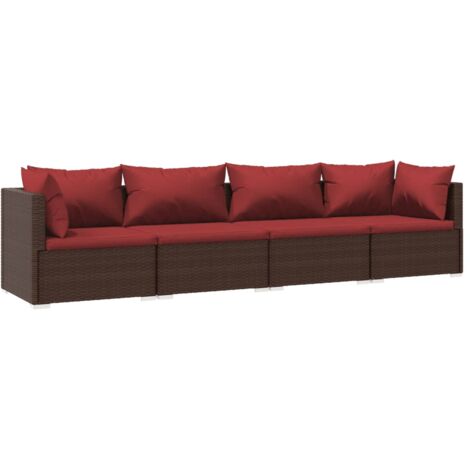 Set muebles de jardín 4 piezas y cojines ratán sintético marrón vidaXL (1/5)