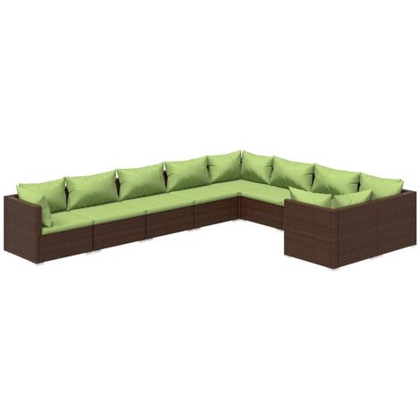 9 PCS Garden Lounge Set con cojín mimbre Pe Brown (1/5)