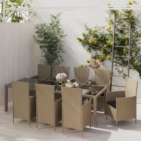 Furniture Limited - Set comedor de jardín 11 piezas y cojines