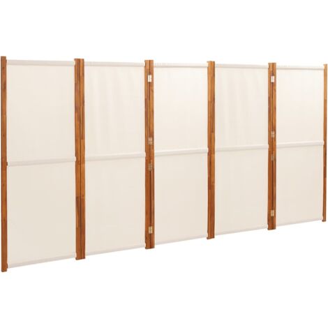 Partition/Biombo con 5 paneles 350x180 cm de crema blanca - 346246