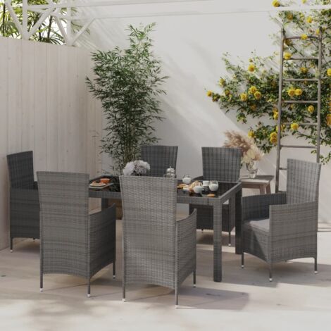 Furniture Limited - Set de comedor de jardín 7 pzas y cojines