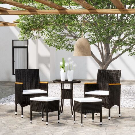 Juego de muebles de jardín 5 piezas ratán sintético negro vidaXL (1/5)