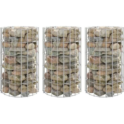 Arriate gaviones circular 3 uds acero galvanizado Ø30x50 cm vidaXL