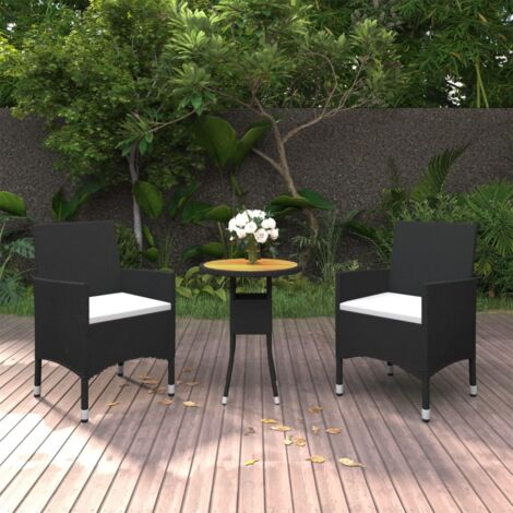Juego de comedor para jardín 3 piezas ratán sintético negro vidaXL (1/5)