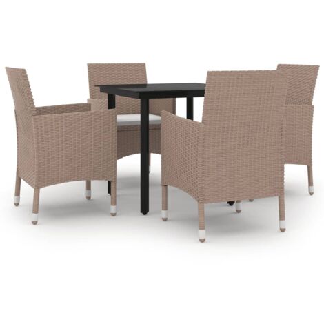 Set comedor de jardín 5 pzas y cojines ratán sintético negro vidaXL (1/5)