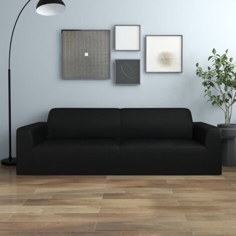 Funda elástica para sillón de 3 plazas poliéster jersey negra vidaXL