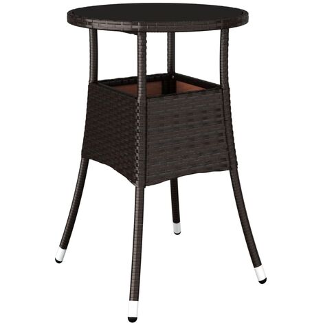 Mesa de jardín vidrio templado ratán sintético marrón Ø60x75 cm vidaXL (1/5)