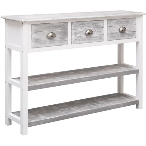 Aparador madera maciza de paulownia gris antiguo 108x30x76 cm vidaXL (1/5)