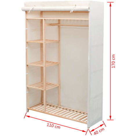Armario de tela y madera de pino 110x40x170 cm vidaXL