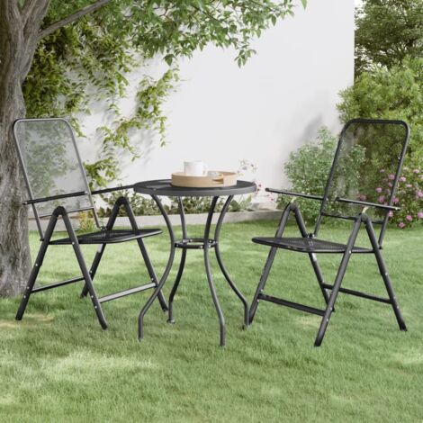 Silla jardín plegable 2 uds antracita malla metálica expandida vidaXL