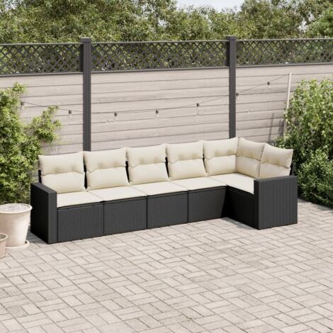 Set comedor de jardín 5 pzas con cojines ratán sintético negro vidaXL